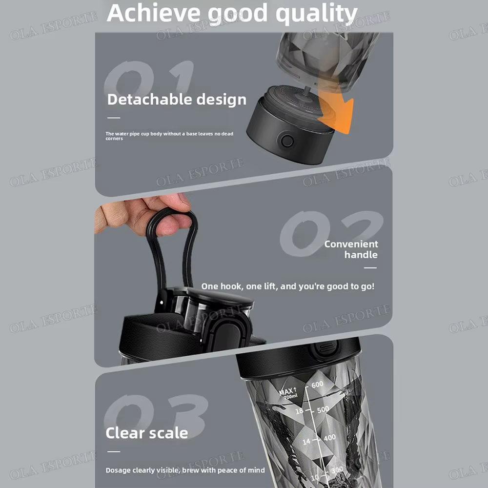 Gobelet mélangeur électrique d'extérieur 700 ml, auto-mélangeur intelligent pour protéines, substitut de repas, gobelet de sport portable