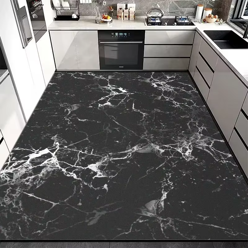 Grand tapis de sol de cuisine en cuir Pvc