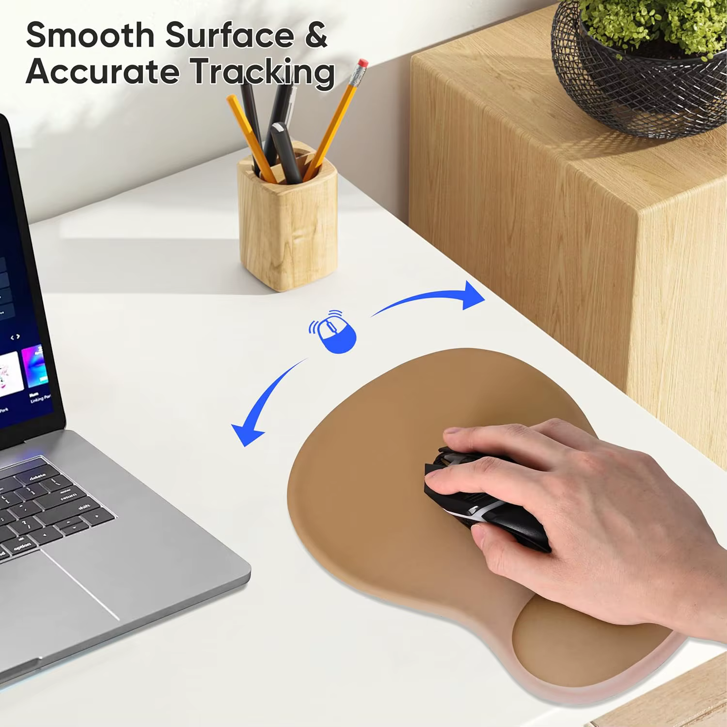 Tapis de souris ergonomique avec repose-poignet en gel, tapis de souris confortable pour le jeu, soulagement de la douleur, base antidérapante en PU pour ordinateur