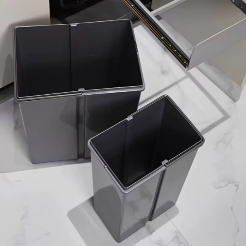 Poubelles de cuisine encastrées modernes, simples, à séparation sec/humide, type coulissant, créatives, pratiques, multifonctionnelles, pour la décoration de la maison