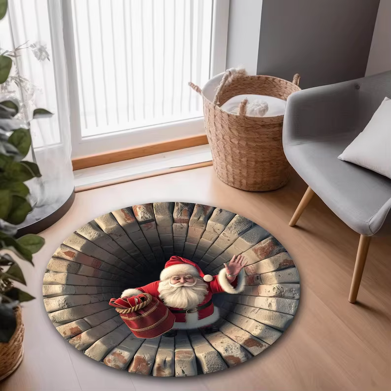 Tapis rond de noël en 3D