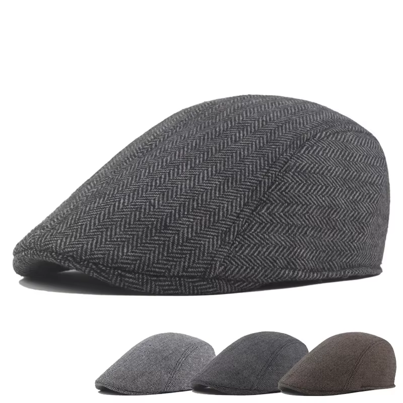 Bérets de mode hommes de haute qualité automne hiver laine chapeau à chevrons casquette plate classique artiste peintre chapeau mâle béret casquettes Gorras