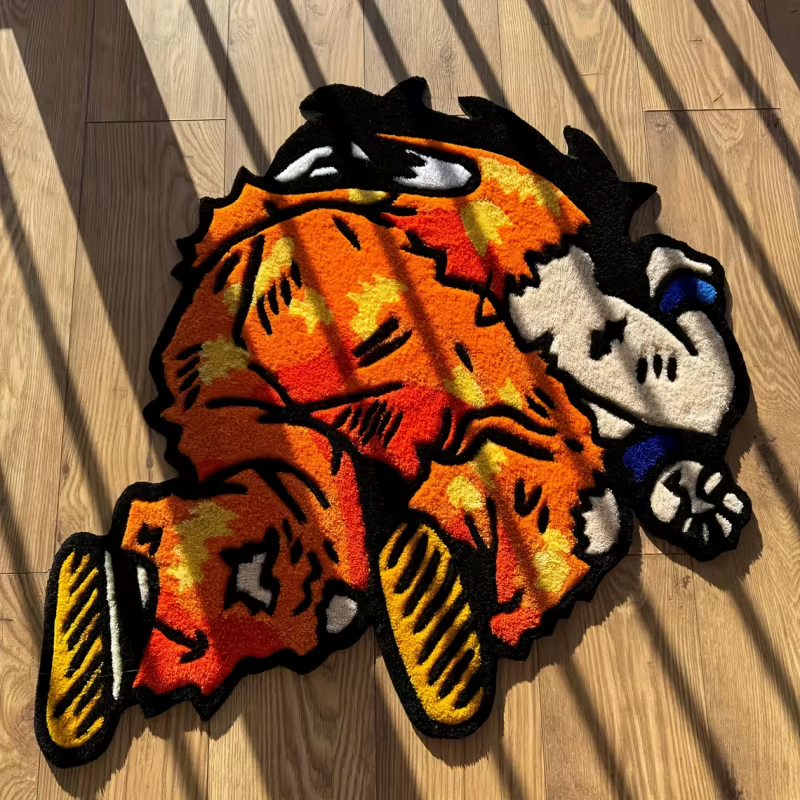 Tapis de personnage de dessin animé VIKAMA en orange-jaune vif pour salle de jeux