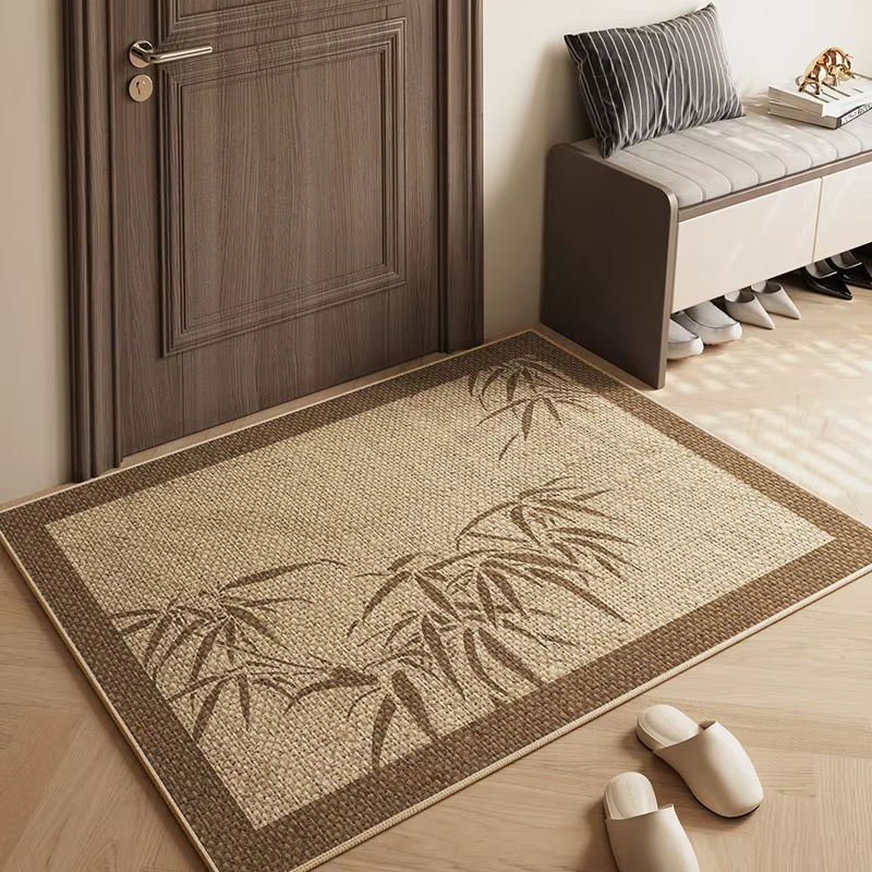 Paillasson géométrique moderne en damier, tapis d'entrée noir et Beige avec tapis de sol antidérapant pour porche, entrée, décoration de maison 