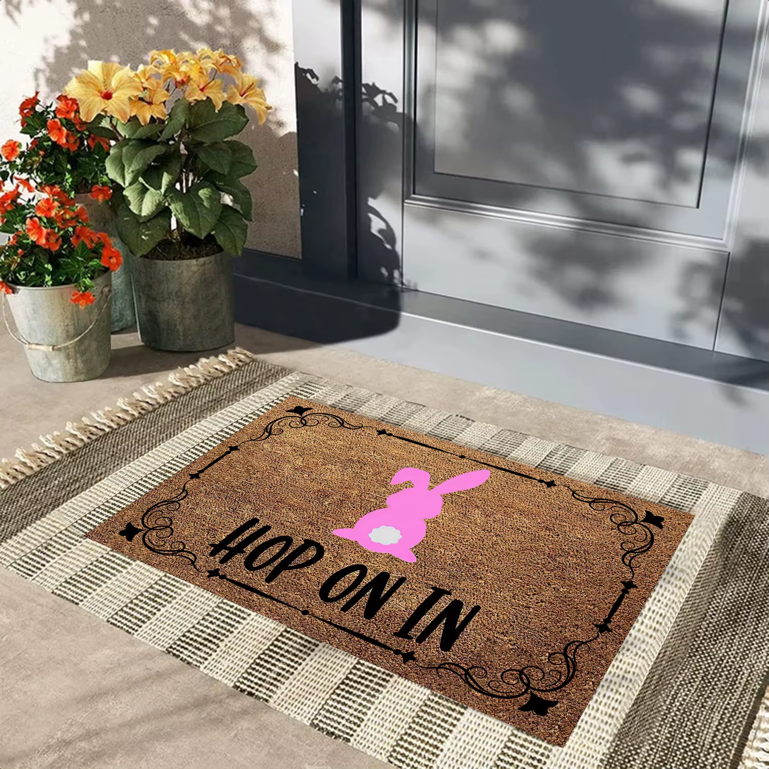 Hop On In EasterDoormat en caoutchouc salle de bain cuisine tapis jardin Garage porte