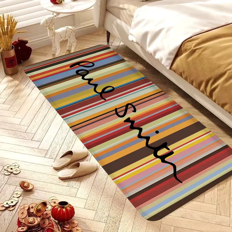 VIKAMA Tapis de couloir rayé de couleur vintage