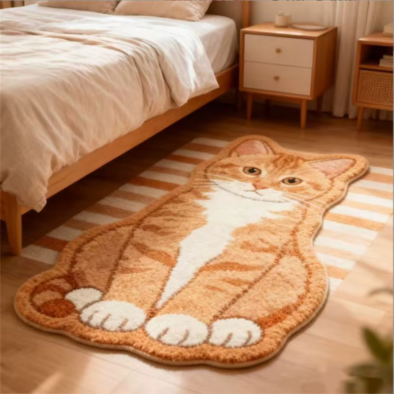 Tapis en fausse fourrure imitation cachemire motif chat mignon