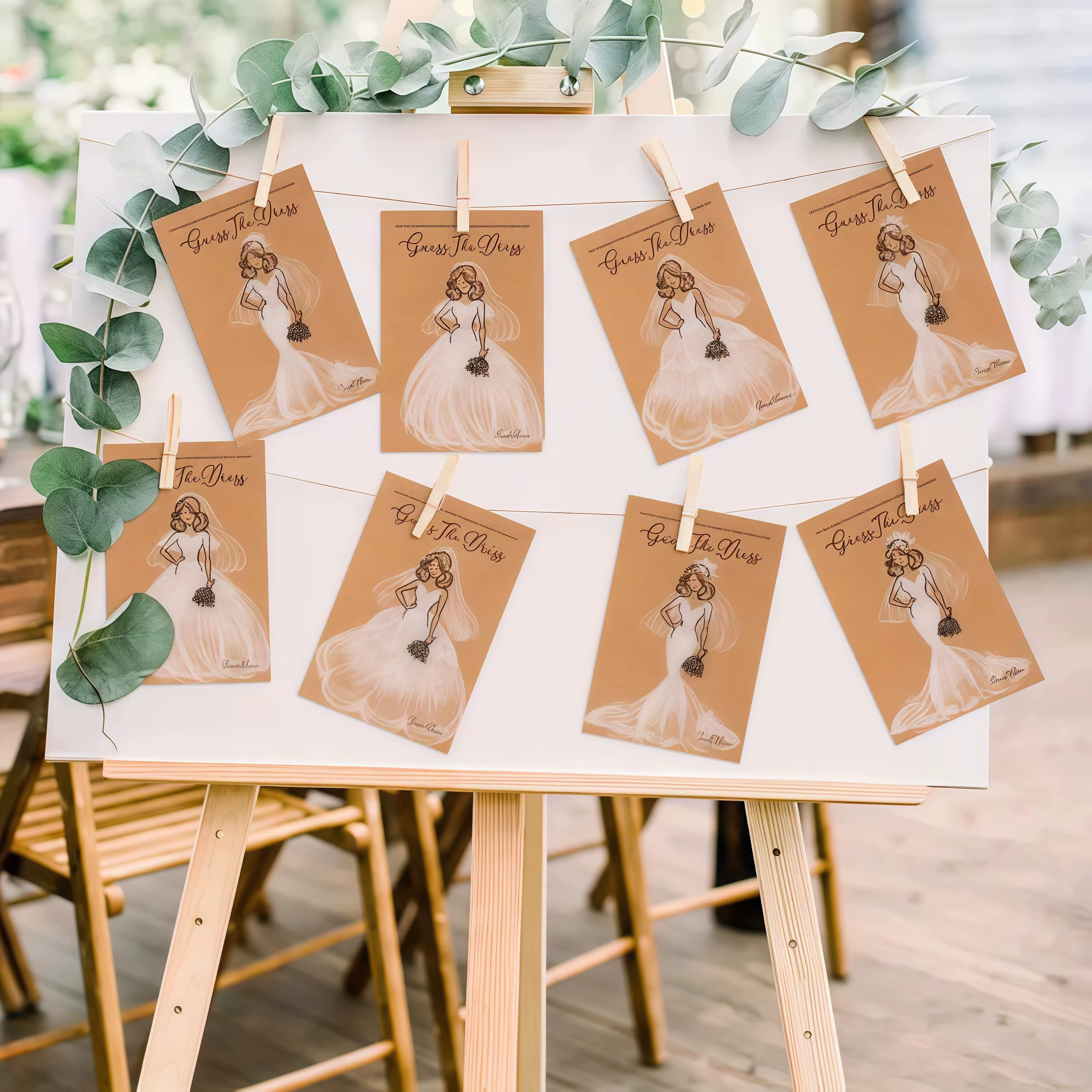 Fournitures de jeux de fête simples, jeux de robe de mariée de devinettes, jeux amusants pour invités de mariage, décorations de fête, 20 pièces/ensemble