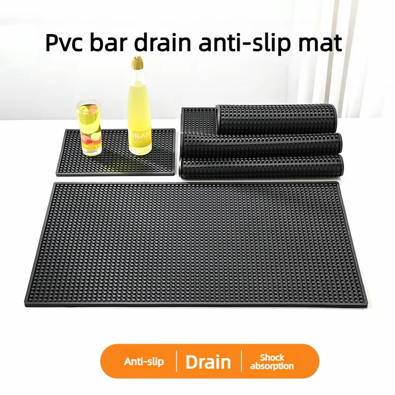 Tapis de bar en caoutchouc, tapis de bar à café antidérapant en PVC, tapis de tasse imperméable et résistant à la chaleur, tapis de drainage pour bar, café, barista, cocktail, barman