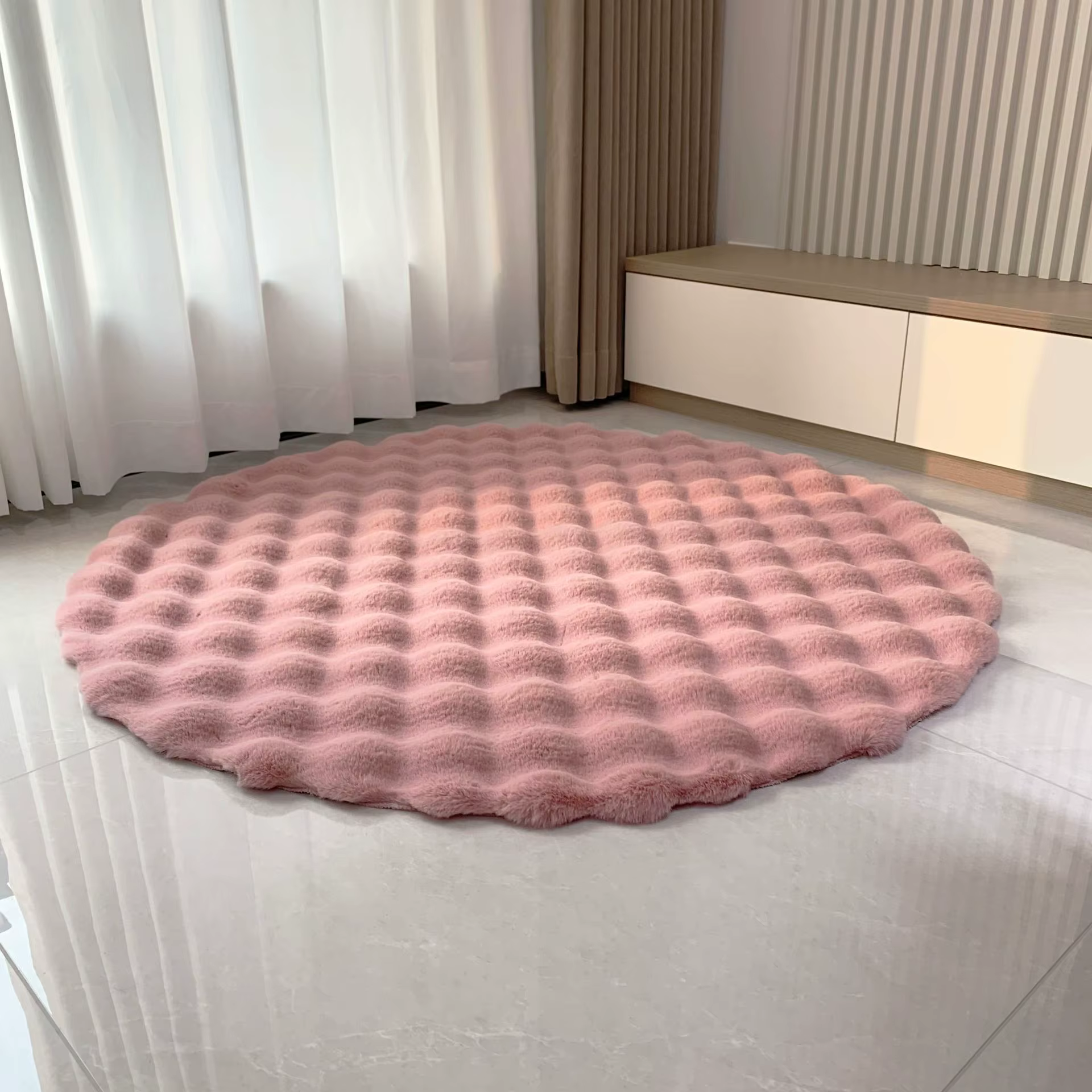 Lapin mousse velours tapis rond moelleux