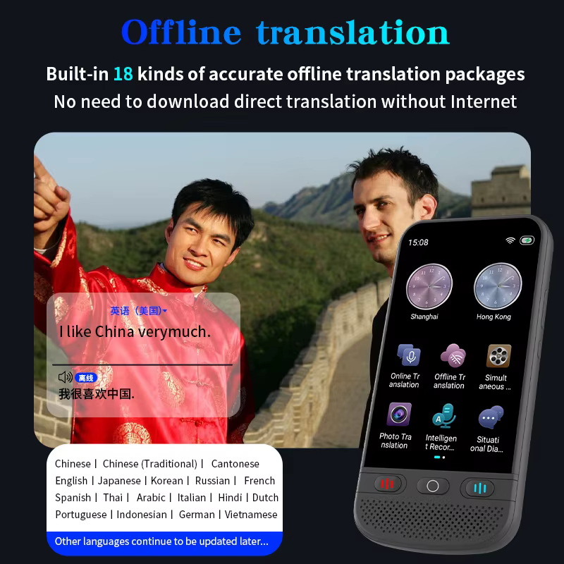 Traducteur de langues en temps réel, traduction vocale, texte, photo, hors ligne, voyages à l'étranger, traduction simultanée multilingue, écran tactile