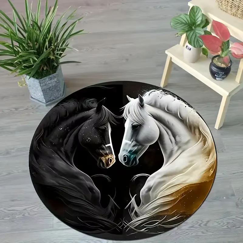 Tapis ronds imprimés cheval