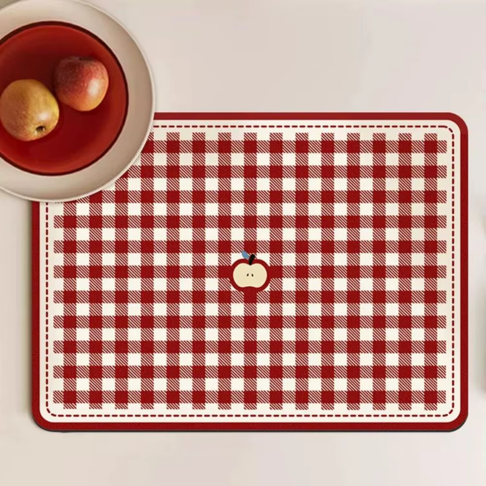 VIKAMA Tapis de cuisine de dessin animé de pomme rose