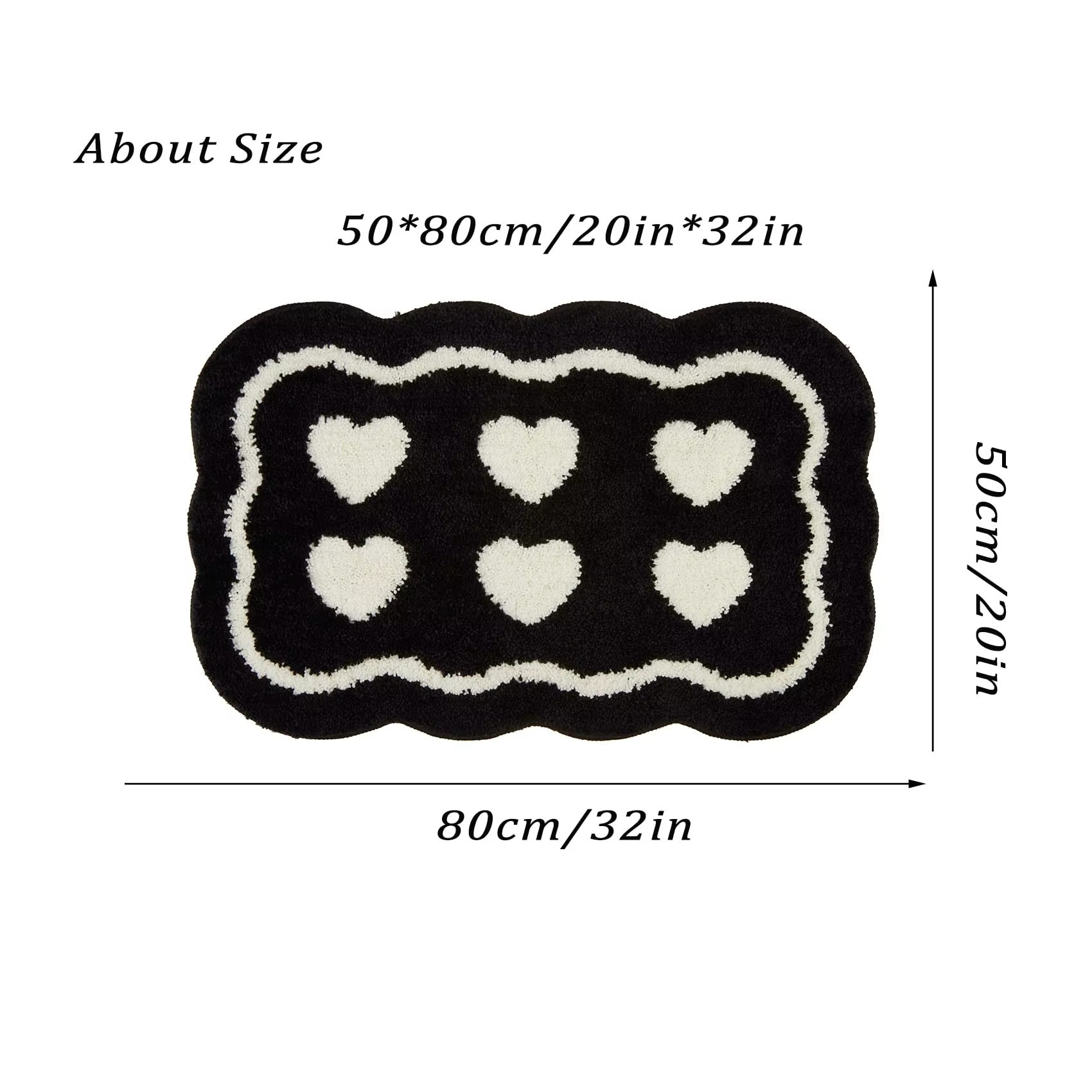 Tapis de salle de bain modernes antidérapants noirs avec tapis blancs