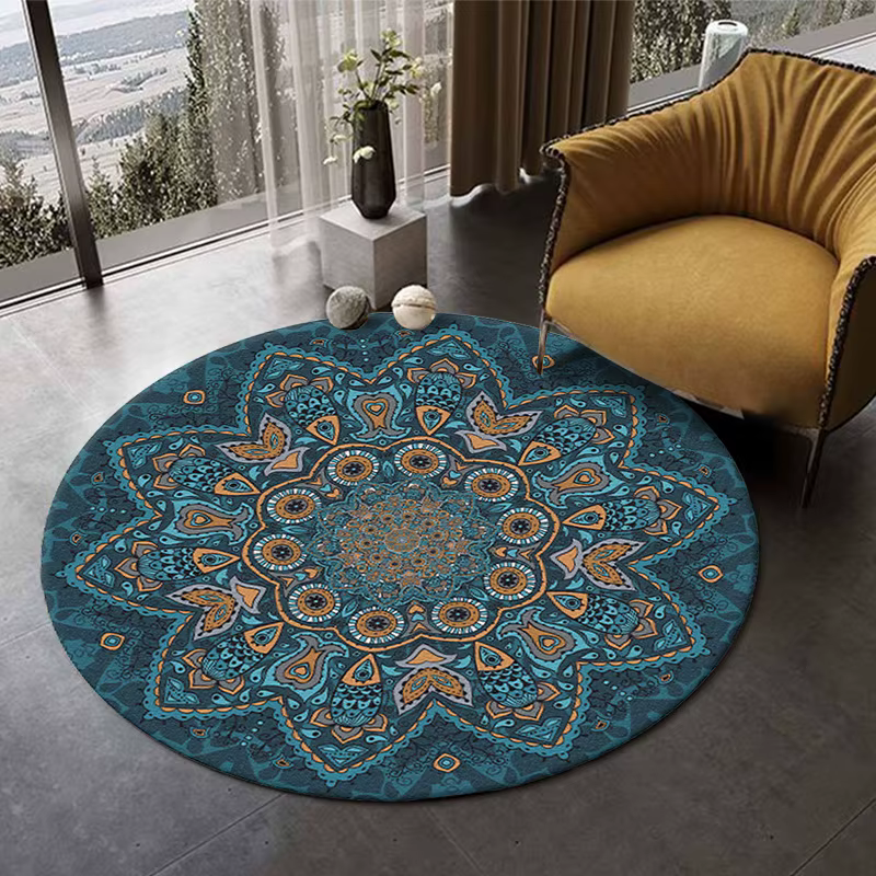 Tapis rond à motifs de style ethnique rétro