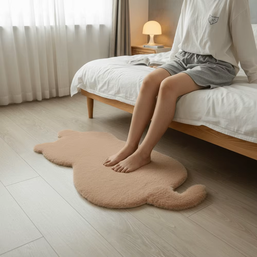 Tapis en fausse fourrure de lapin mignon de style dessin animé