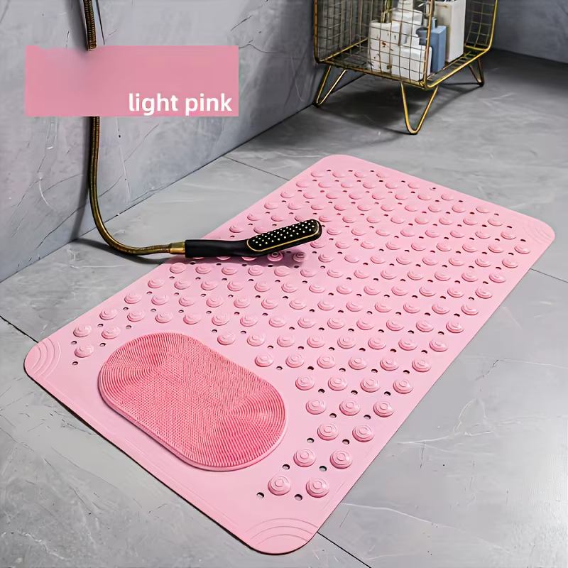 Tapis de douche antidérapant 2-en-1 avec brosse intégrée pour les pieds