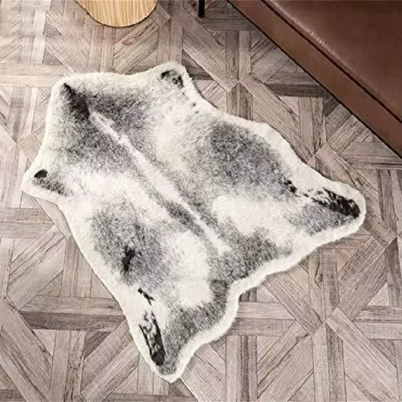 VIKAMA – tapis vintage à imprimé léopard, design en fausse peau d'animal, tapis en peluche pour salon, chambre à coucher et chevet, décoration de la maison