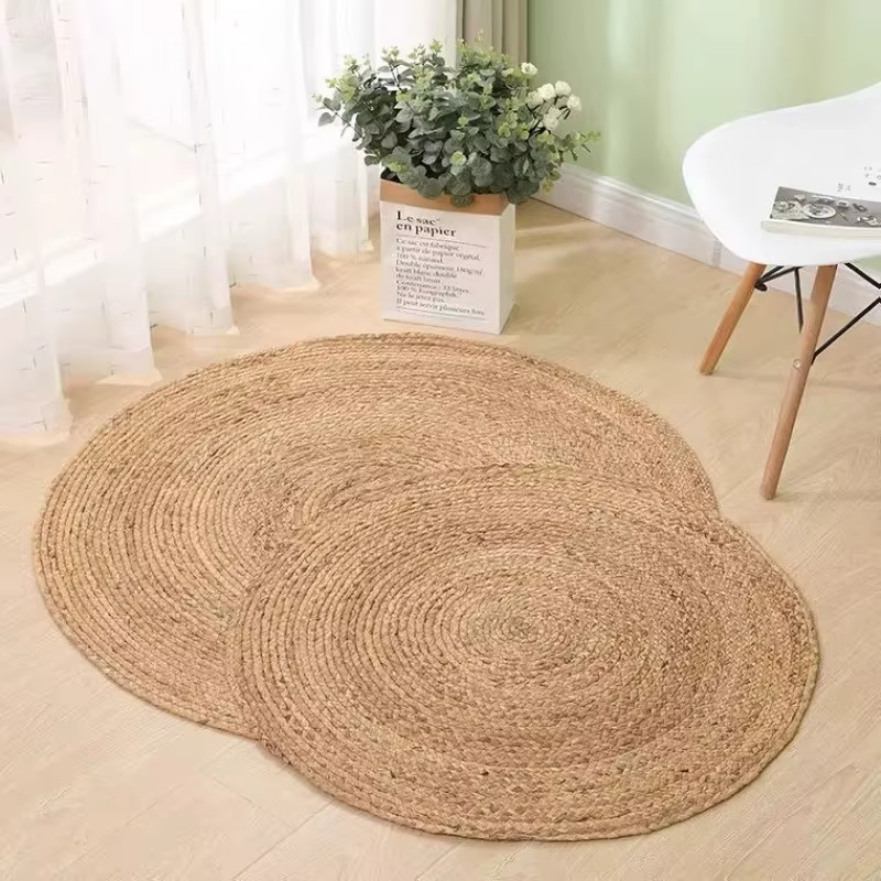 Tapis de rotin tissé à la main Rond Paille Jute