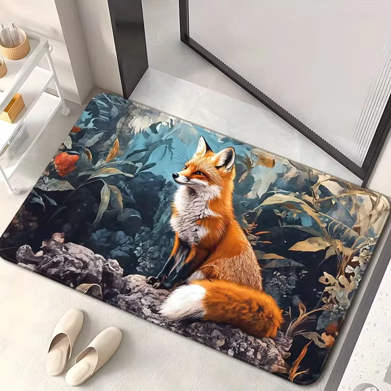 Tapis de porte élégant en forme de renard