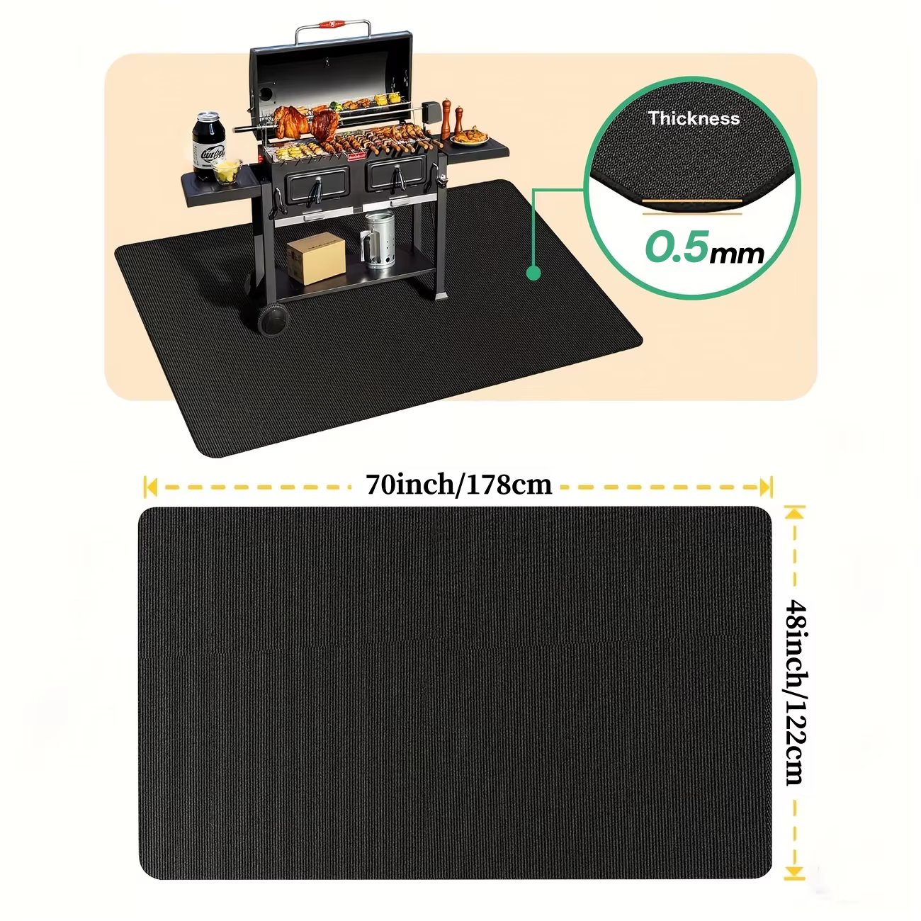 Tapis ignifuge pour barbecue extérieur
