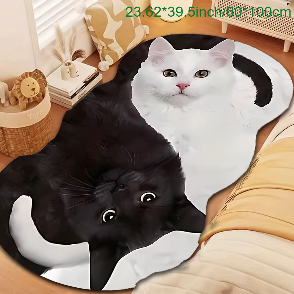 VIKAMA Tapis en velours avec motif de chat mignon et adorable