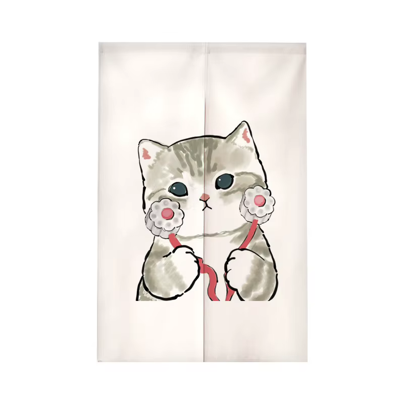 Rideau de porte illustré avec un chat de dessin animé VIKAMA : Décoration minimaliste pour la maison
