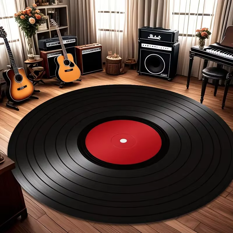 Tapis rétro en vinyle pour salle de pratique musicale