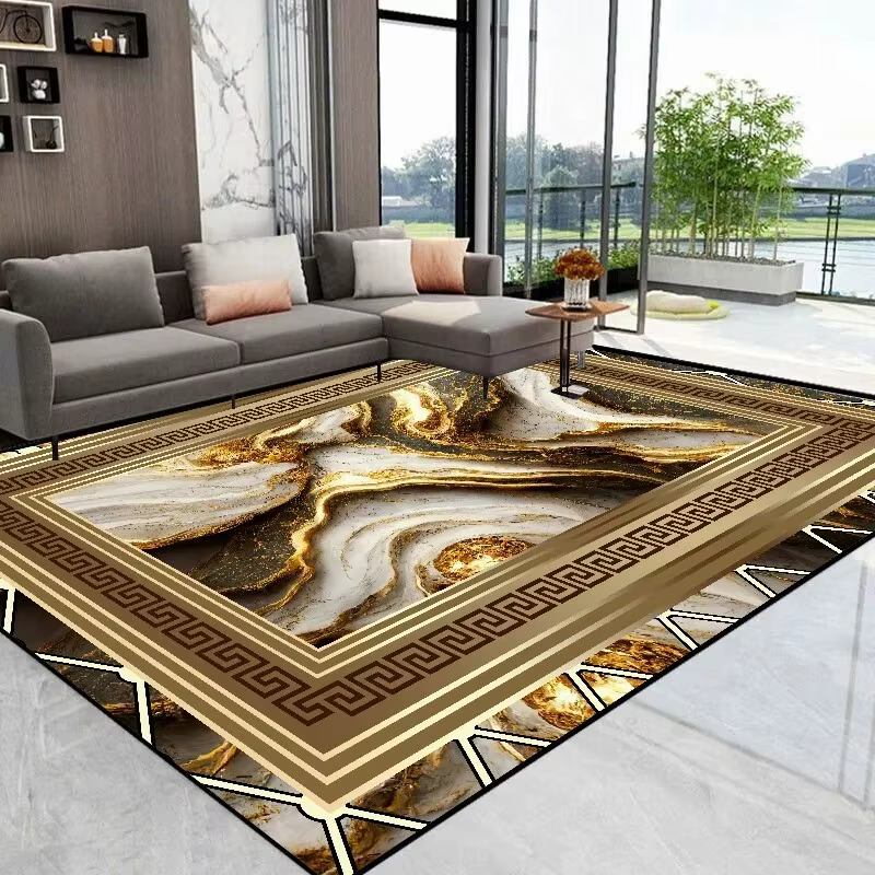 Tapis de salon luxueux dorés élégants