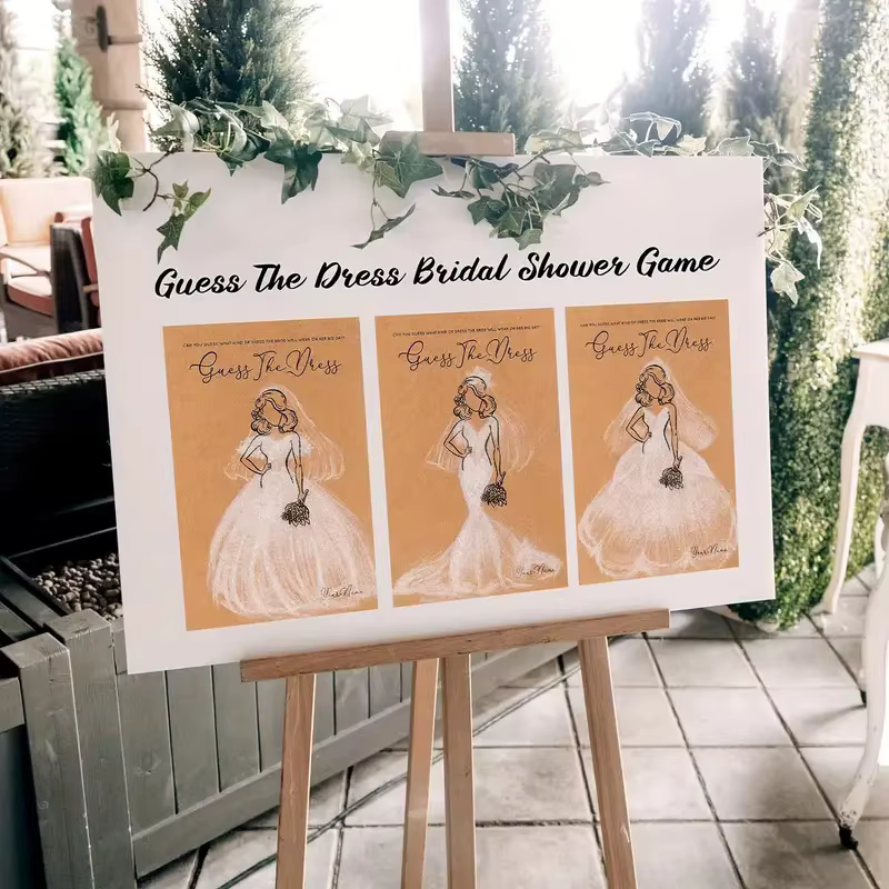 10 ensembles de cartes de jeu pour robe de mariée, avec stylos, devinez la robe, jeux de peinture pour fête prénuptiale, poules, enterrement de vie de jeune fille, décoration de mariage