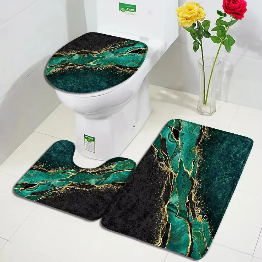 Ensembles de tapis de bain en marbre abstrait
