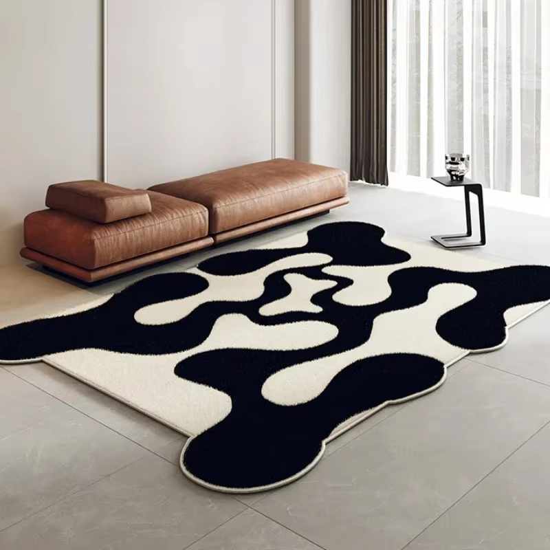 Tapis d'art minimaliste irrégulier de grande surface