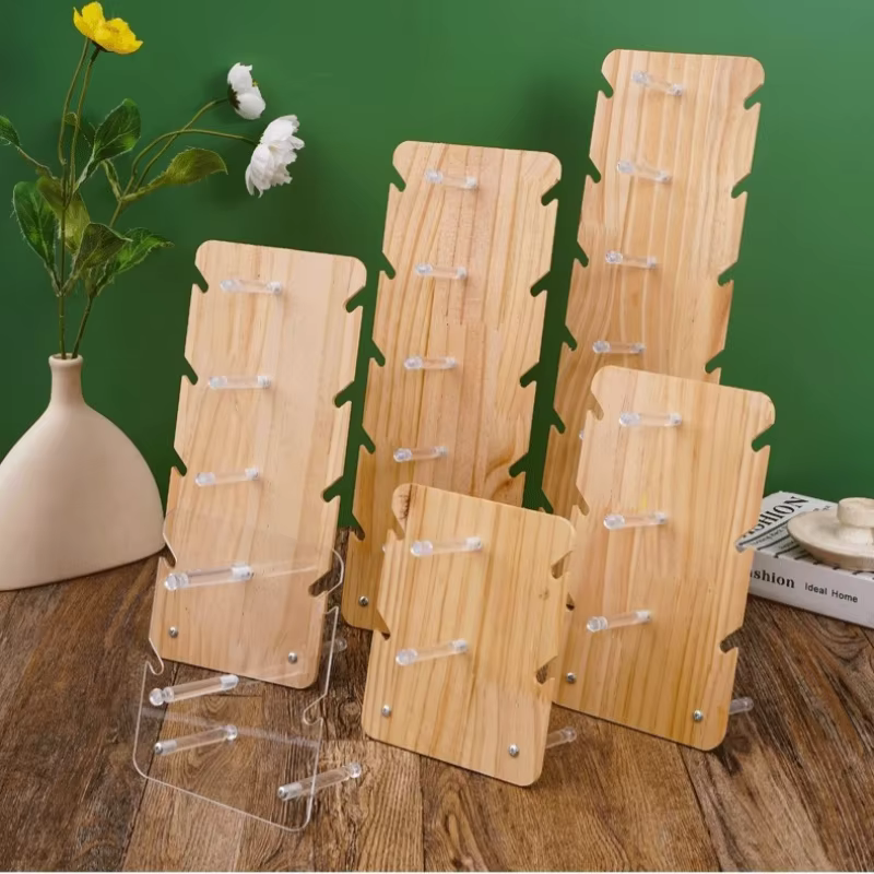 Panneau en bois avec présentoir de lunettes en bois acrylique transparent