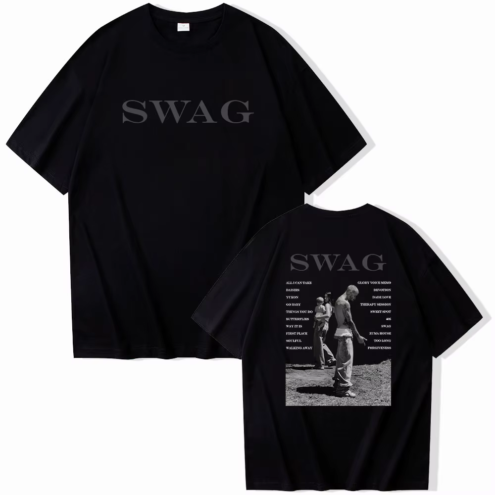 Bieber SWAG 2025 Justin Album femmes T-shirt 2 faces col rond manches courtes chemises Fans cadeau femmes vêtements