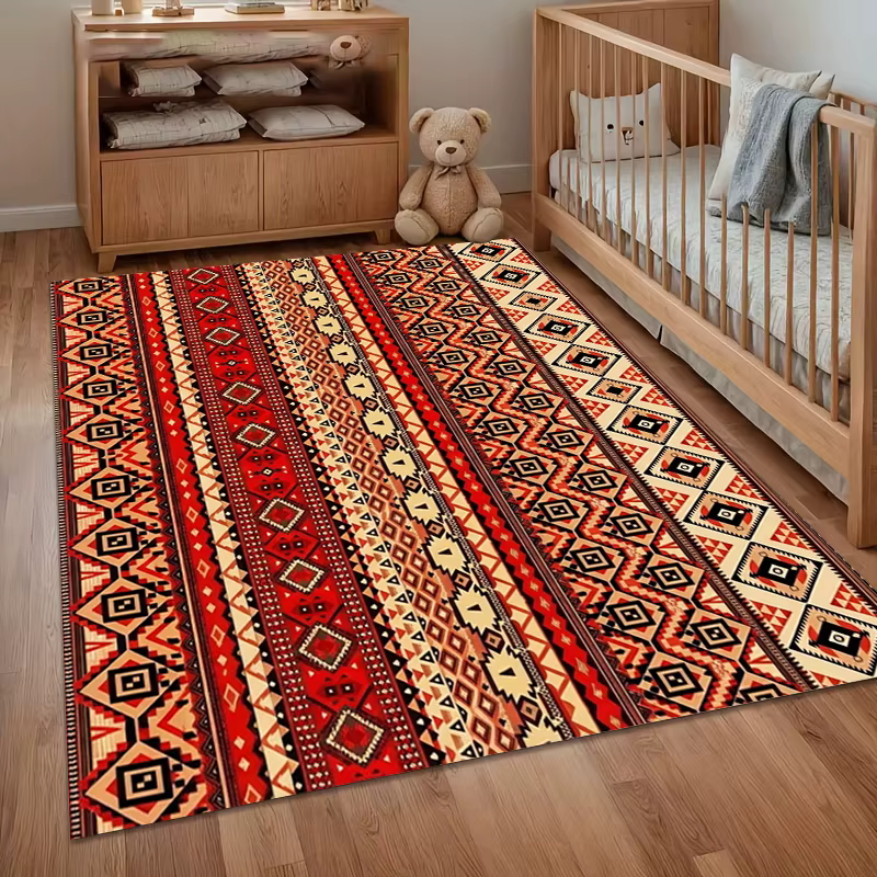 Tapis Bohème Vintage Turquoise, Grand Tapis Oriental pour Salon, Tapis de Sol Élégant pour Chambre et Salon, Décoration