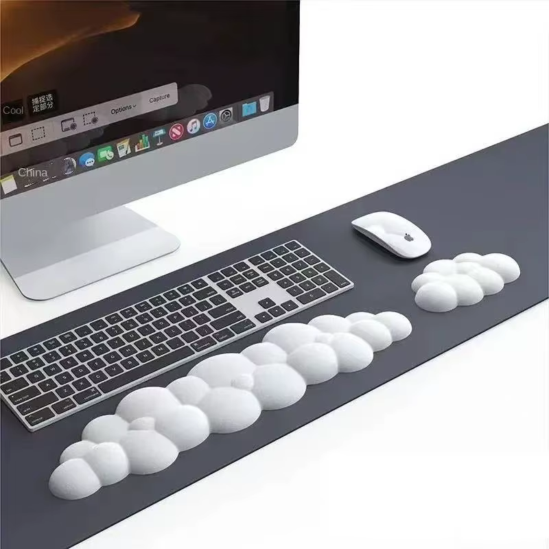Tapis de souris avec repose-poignet ergonomique en forme de nuage pour clavier d'ordinateur, repose-poignet pour bras avec base antidérapante, repose-poignet étendu