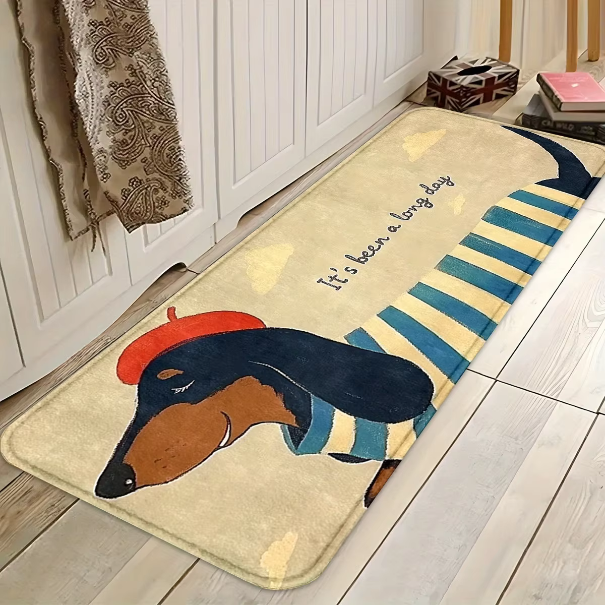 Tapis de sol long et mignon à motif Teckel pour cuisine