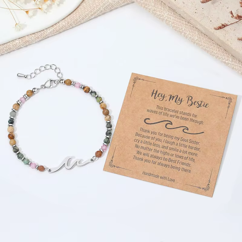 Cadeaux d'amis pour femmes, cadeau de sœur, Bracelets d'amitié, Bracelet de bas de Noël d'anniversaire de meilleur ami Wave Bestie