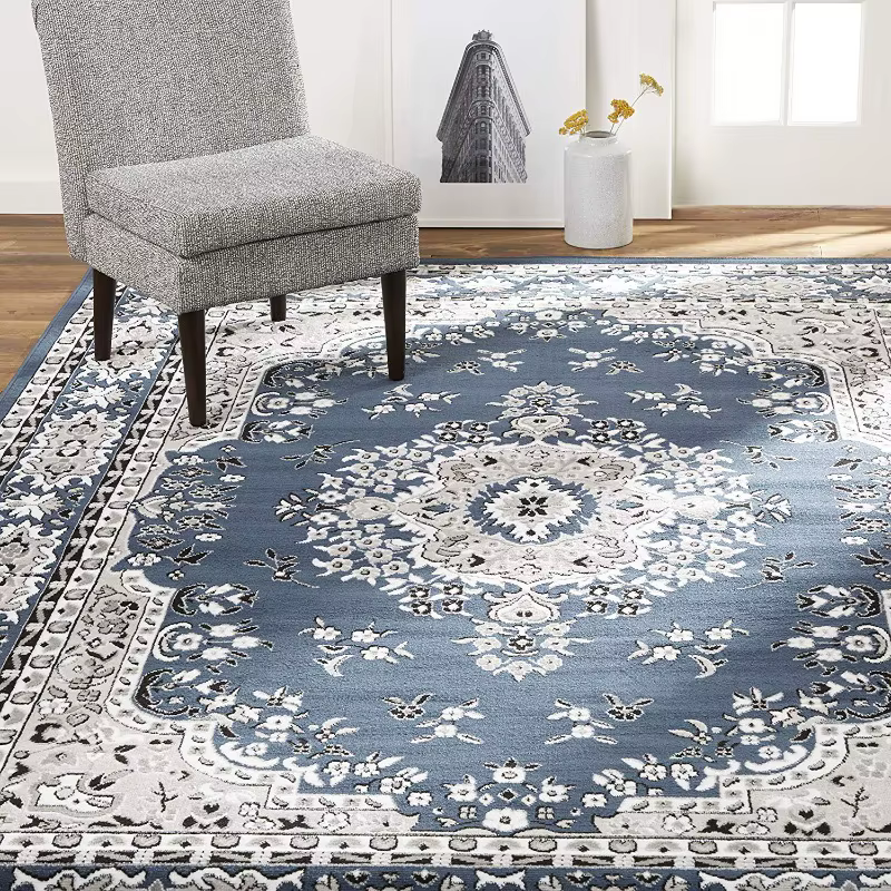 Grand tapis de style persan doux au design rétro