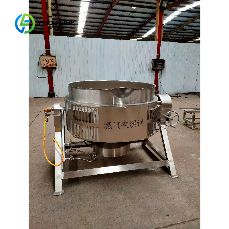 Marmite industrielle électrique à double enveloppe de 50-1000L, cuve de cuisson inclinable pour confitures, sauces, viandes, personnalisable, vente en gros FL
