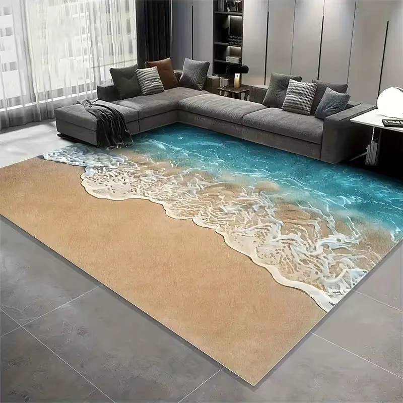 Nouveau tapis étoile de mer, coquille de plage, tapis de sable pour salon, chambre à coucher, décoration de canapé de maison, tapis de sol antidérapant pour enfants