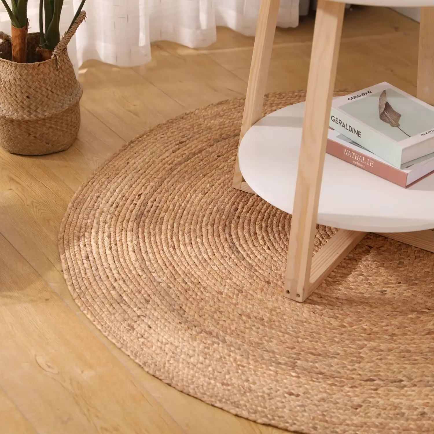 Tapis de rotin tissé à la main Rond Paille Jute