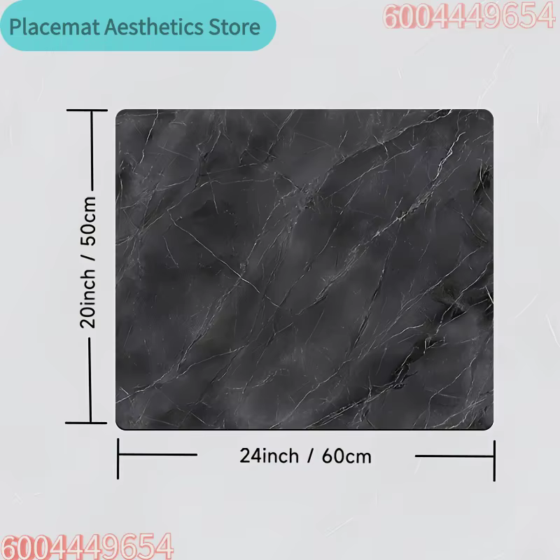 Housse anti-poussière pour machine à laver et tapis de séchage pour vaisselle - Motif marbre noir et blanc