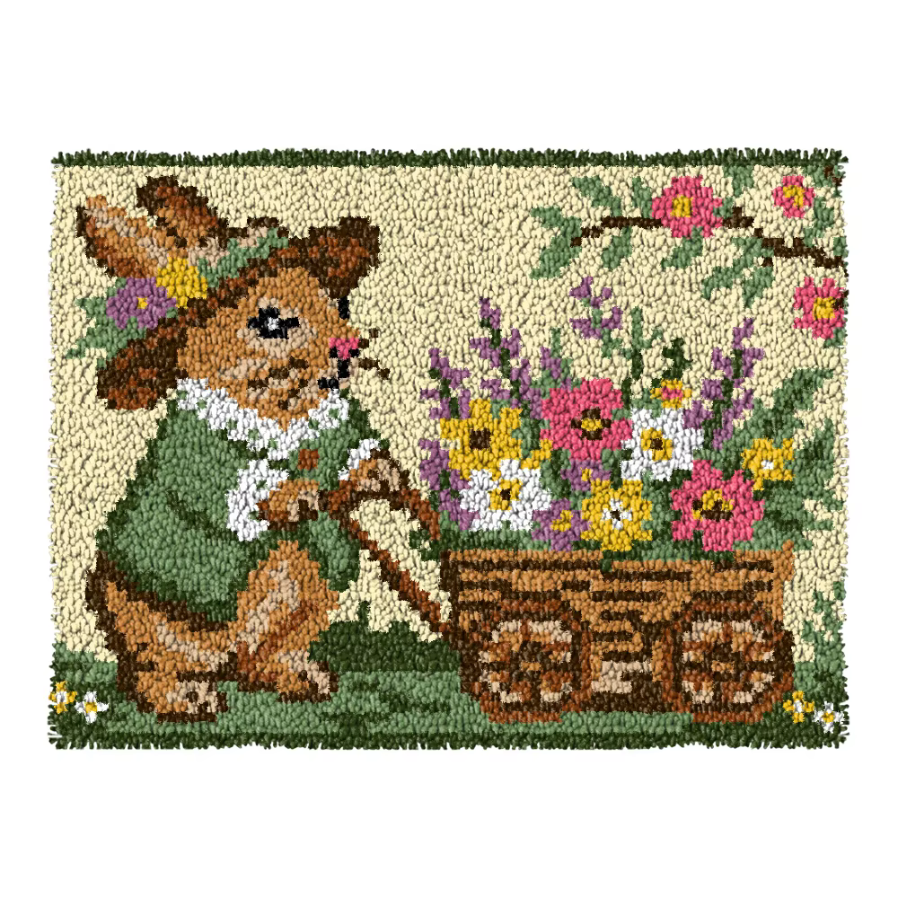 Kit de broderie au crochet pour tapis à motifs géométriques colorés, avec kit de boutons pour tapis au crochet, kit Smyrna pour tapis