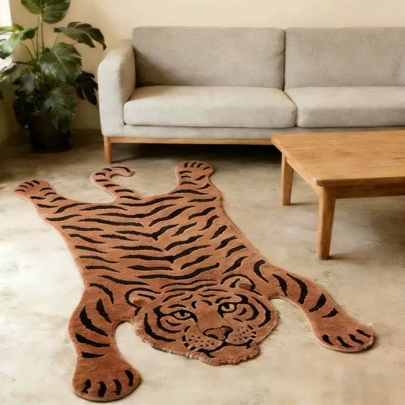 Tapis à motif tigre pour chambre à coucher