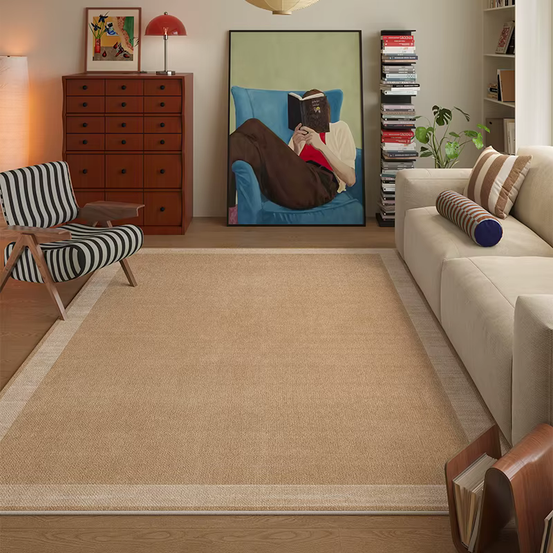 Grand tapis de décoration de chambre à coucher de couleur unie