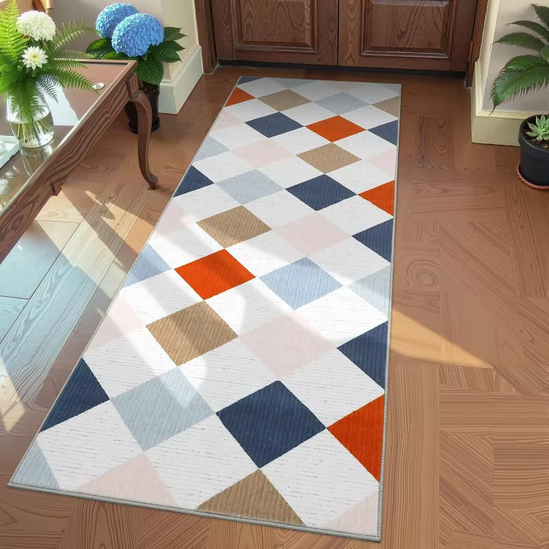 Tapis de couloir à motif damier