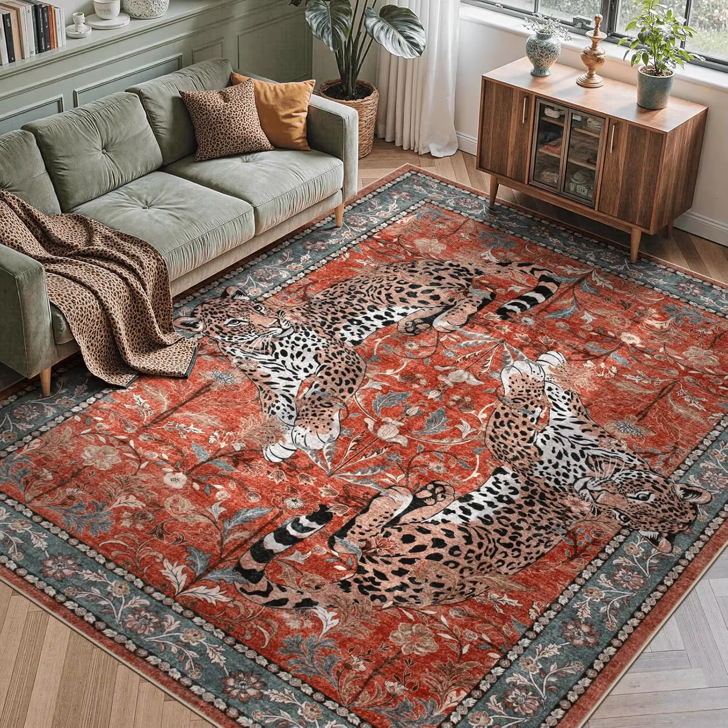 Tapis léopard Moynesa pour décoration de salon