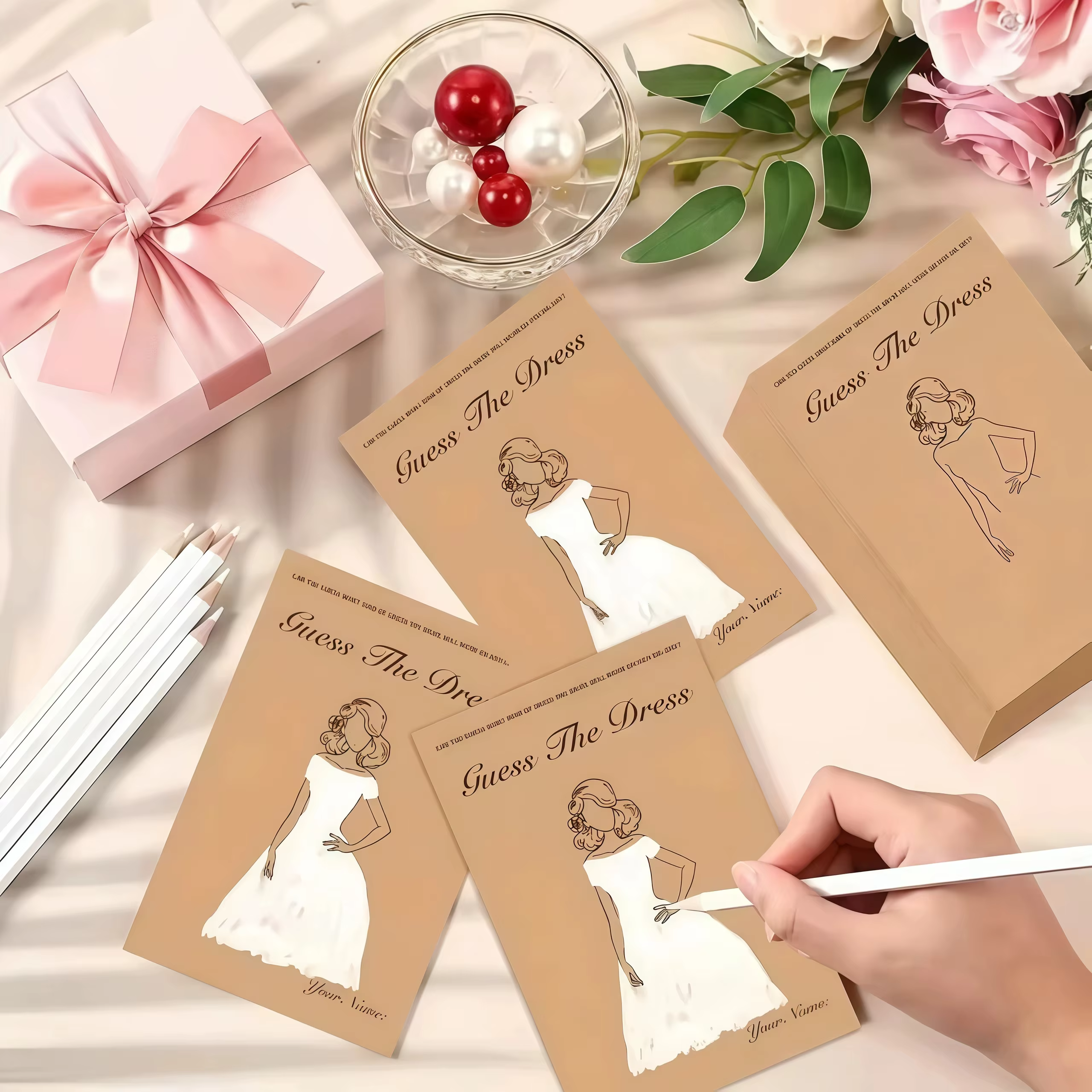Fournitures de jeux de fête simples, jeux de robe de mariée de devinettes, jeux amusants pour invités de mariage, décorations de fête, 20 pièces/ensemble