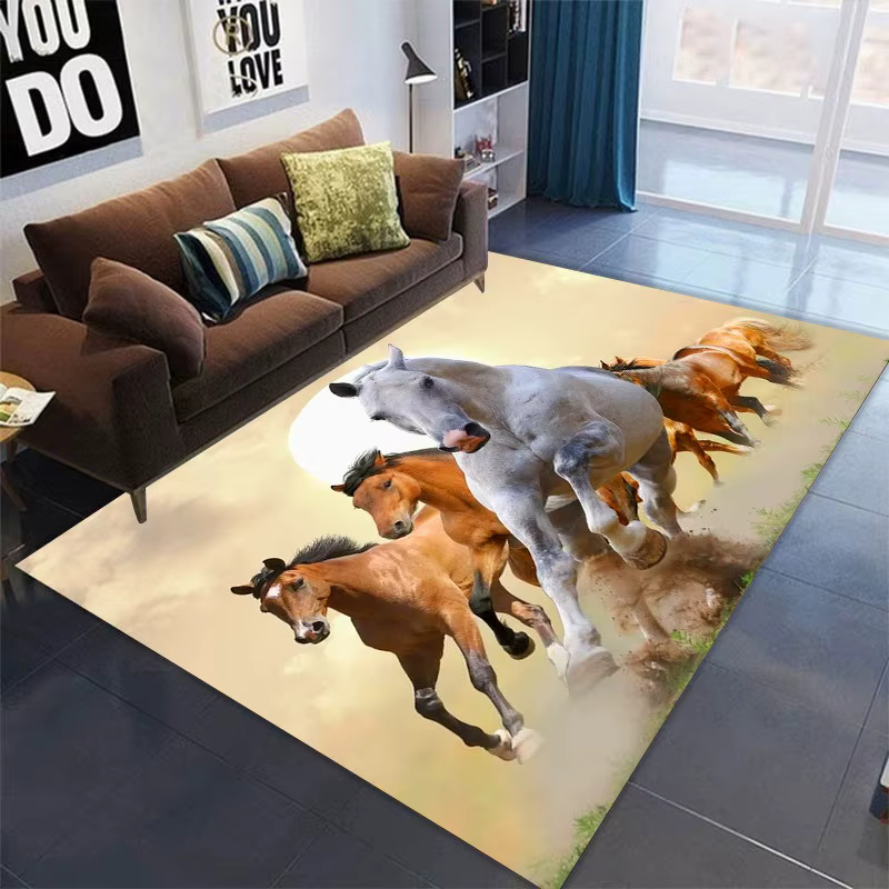 Tapis de sol antidérapant motif cheval de ferme pour salon